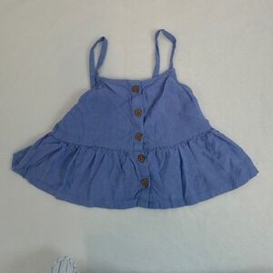 H&M Peplum Cami Top Kids 4T Blue Excellent Button Front Sleeveless Viscose